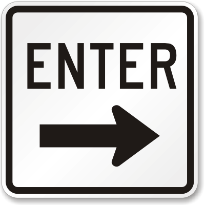Enter (right arrow) Aluminum Parking Sign