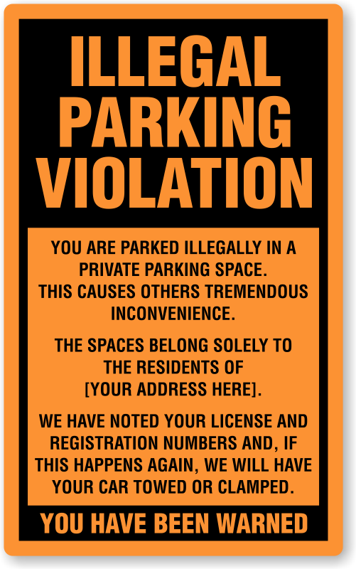 Illegal Parking Stickers Parking Lot Stickers