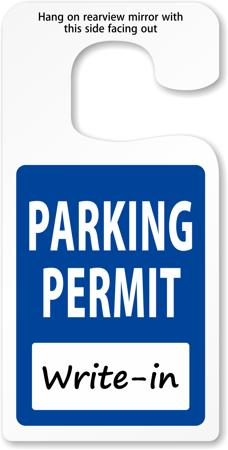 Stock Parking Permit Hang Tag, Blank &amp; Blue, SKU - PP-2005-BLANK