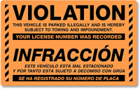 Violation Vehicle Parked Illegally Towing Sticker