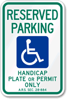 Reserved Parking Handicap Plate Sign