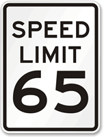 Speed Limit 65 MPH Aluminum Speed Limit Sign