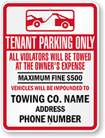 Custom Tenant Parking Only Towing Sign (Arizona & Georgia)