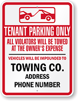 Custom Tow Away Tenant Parking Only Sign (Ohio)
