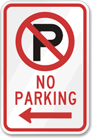 No Parking Sign (with left arrow symbol )