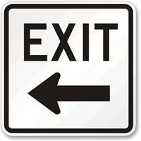 Exit (left arrow) Aluminum Parking Sign