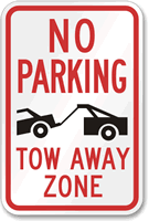 No Parking Tow Zone Sign