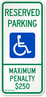Reserved Parking Handicapped Sign