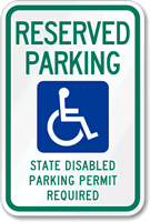 Reserved Parking Disabled Permit Required Sign