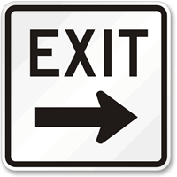 Exit (right arrow) Aluminum Parking Sign