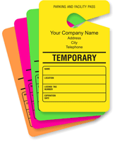 Parking Permit Hang Tag, Sequentially Numbered