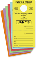 Monthly Parking Permit Hang Cardstock Tag