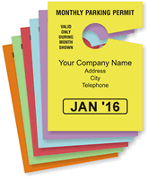 Monthly Parking Permit Hang Cardstock Tag