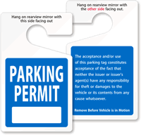 ToughTag™ Standard Rearview Mirror Hang Tag, Blue