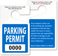 ToughTag™ Standard Rearview Mirror Hang Tag, Blue
