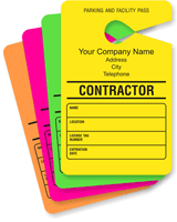 Contractor Parking Permit Hang Tag, with Address