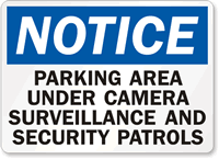 Notice Parking Area Under Camera Surveillance Sign