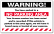 Warning No Parking Area Sticker
