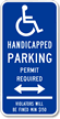 Handicapped Parking Permit Required Sign
