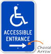 Accessible Entrance Sign (with Right Arrow)(with Graphic)