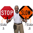Stop: Slow Double Sided Sign w/ Foam Handle