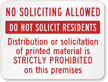 No Soliciting Allowed Sign