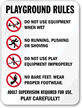 Playground Rules No Running Pushing Sign