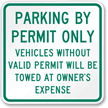 Parking By Permit Violators Towed Sign