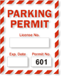 Parking Permit, Prenumbered 601-700, Vinyl Decals