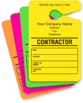 Contractor Parking Permit Hang Tag, with Address