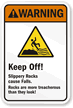 Warning  Keep Off! Slippery Rocks Sign