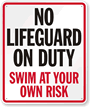 No Lifeguard On Duty Sign for South Carolina