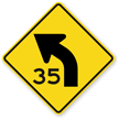 (Left Curve Symbol) Custom Advisory Speed Sign