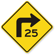 (Right Curve Symbol) Custom Advisory Speed Sign