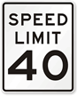 Speed Limit 40 For Road Traffic Sign