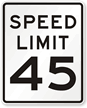 45 Speed Limit Road Traffic Sign