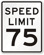 Speed Limit 75 For Traffic Sign