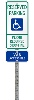 Montana handicapped parking sign with details of the penalty for offenders