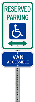 New Hampshire handicapped parking sign with details of the penalty for offenders