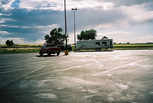 Trailer parked in wal-mart parking lot
