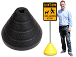 Heavy duty rubber sign bases from recycled tires