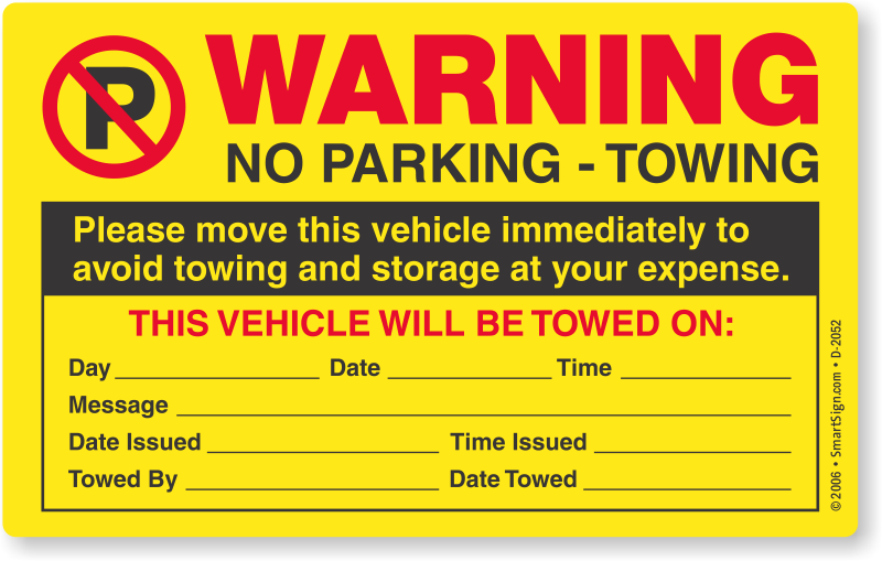 50 Green Fluorescent Warning Private Parking Area Violation No Parking Towing Car Auto Sign Stickers 8 X 5