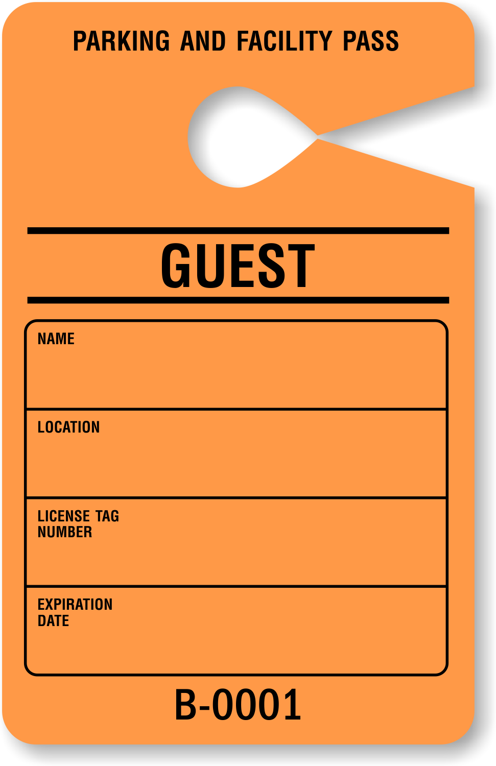 Guest Parking Pass - Fluorescent Orange Tags, SKU: PP-0219