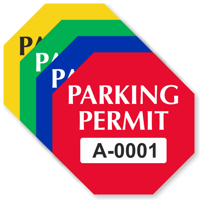 Parking Permit Octagon Shaped Sticker, SKU: PP-0209