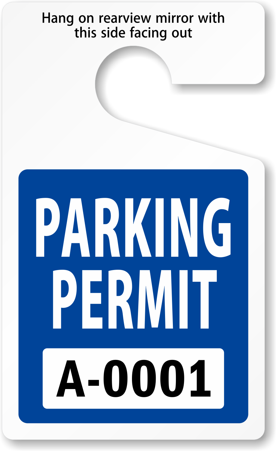 Stock Parking Permit Hang Tag, Blue, SKU: PP-2001-SEQ