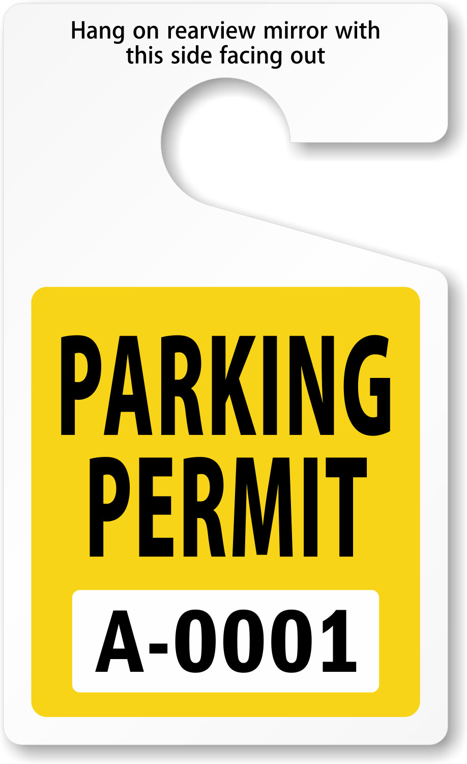 Two-sided parking permits are in-stock and ship fast. Heavy-duty tag  outlasts all others. Our durable ToughTag™ material protects your embedded  text