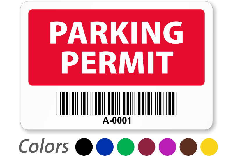 Choose the best color option for this WindowCling™ Parking Permit. Can be  applied to the inside of car's windshield for clear display and safety of