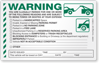 Illegally Parked Reason Sticker