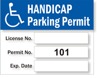 Parking Permit, Handicapped Prenumbered 101-200 Vinyl Decals