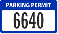 Blue Numbered Parking Permit Decal